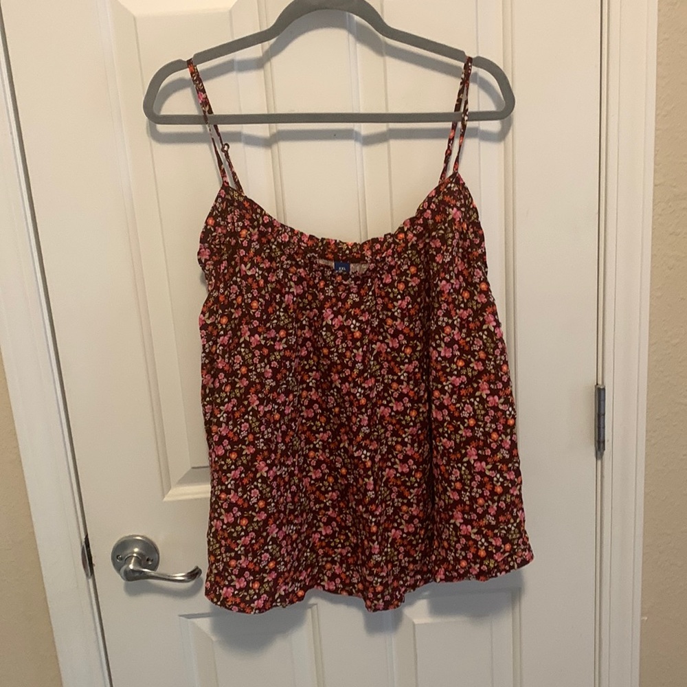 Old Navy Plus Size Maroon Floral Tank Top